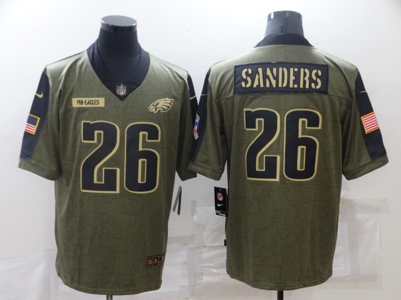 Men Philadelphia Eagles #26 Miles Sanders green Nike Olive Salute To Service Limited NFL jersey